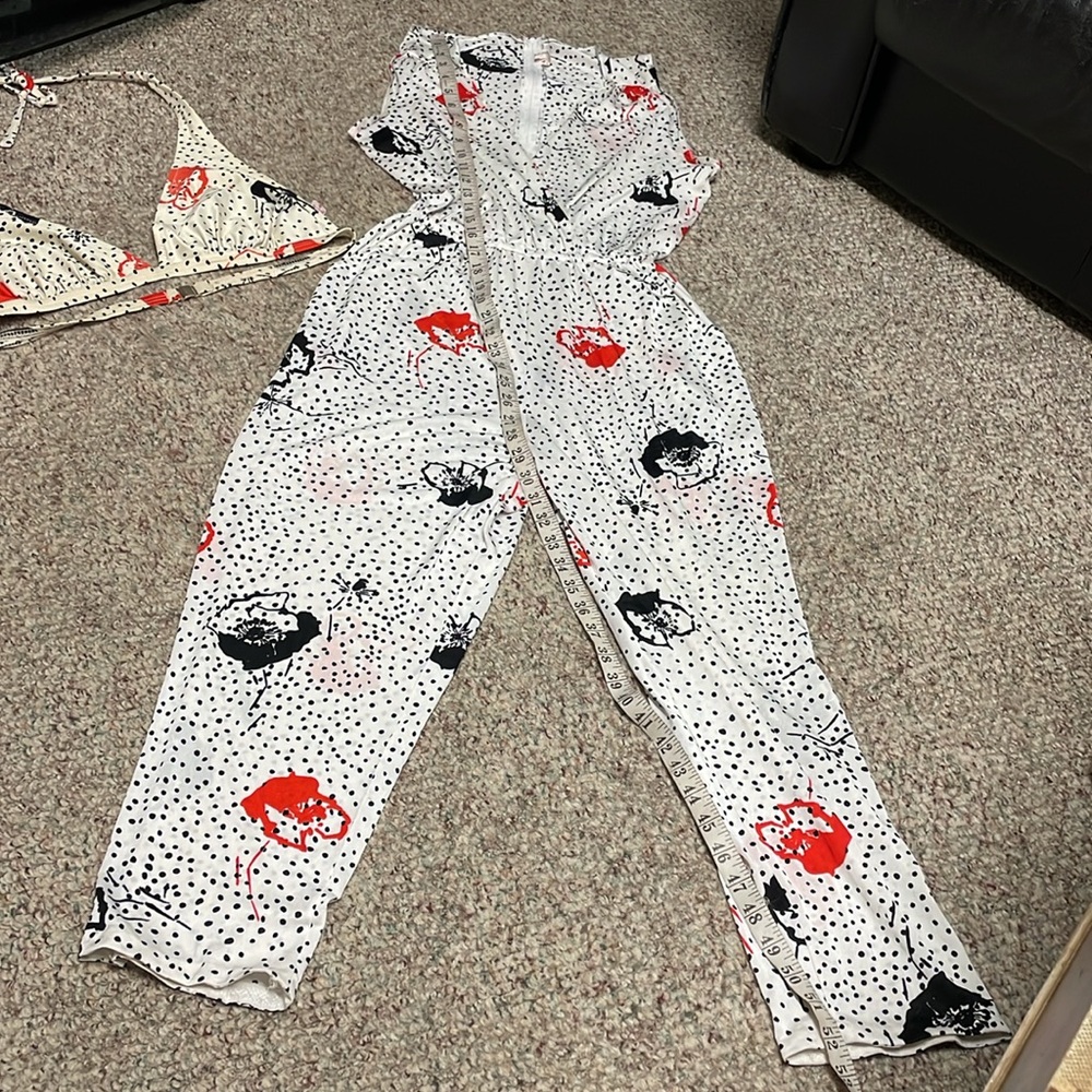Vintage 70s jumpsuit/ bikini top set - Picture 10 of 11